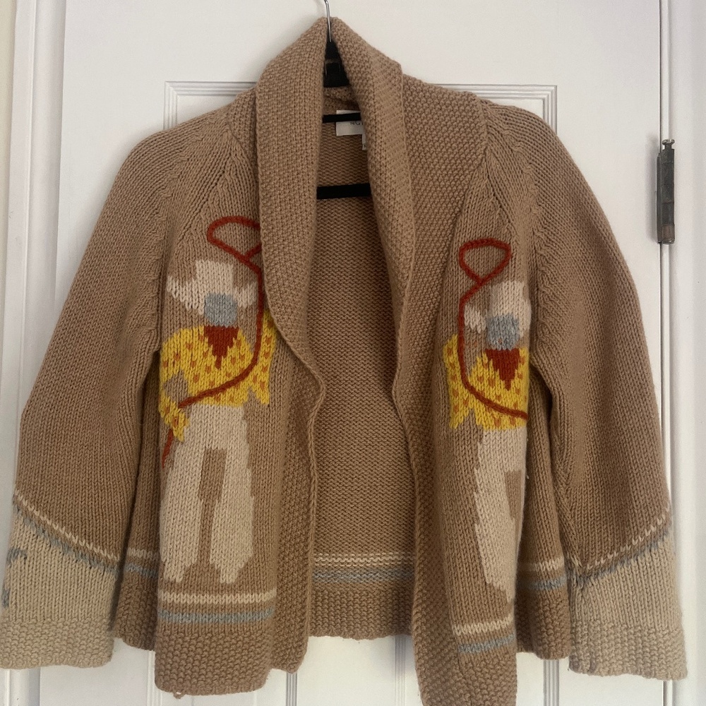 The Great. The Cowboy Lodge Cardigan Sweater Knit Alpaca Tobacco Brown Size 0